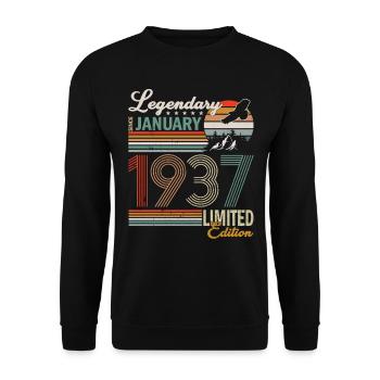 Januar 1937 Geburtstag Mann - Unisex Pullover - Schwarz - Vorne - Alina (178cm) & Michal (187cm)