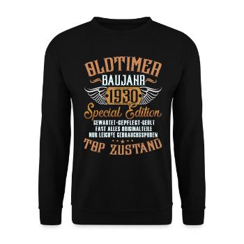 Oldtimer 1930 - Unisex Pullover - Schwarz - Vorne - Alina (178cm) & Michal (187cm)