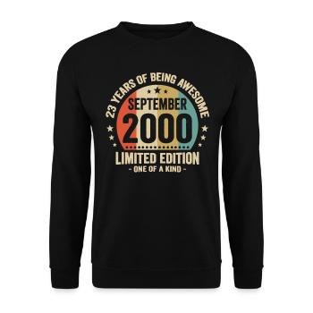 September 2000 23 Years Anniversary Vintage Gift - Unisex Sweatshirt - black - Front - Alina (178cm) & Michal (187cm)
