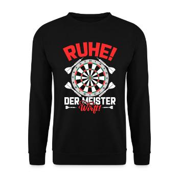 Dart Ruhe Der Meister Wirft Dartsport - Unisex Pullover - Schwarz - Vorne - Alina (178cm) & Michal (187cm)