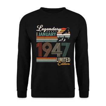 January 1947 - Unisex Sweatshirt - black - Front - Alina (178cm) & Michal (187cm)