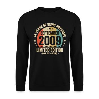 September 2009 14 Years Anniversary Vintage Gift - Unisex Sweatshirt - black - Front - Alina (178cm) & Michal (187cm)