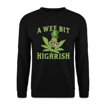 A wee bit Highrish Cannabisleaf - Unisex Sweatshirt - black - Front - Alina (178cm) & Michal (187cm)