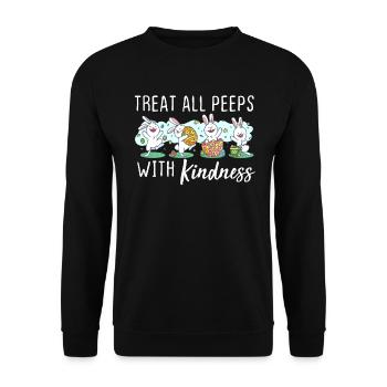 Treat All Peeps With Kindness Easter Teacher Gift - Unisex Sweatshirt - black - Front - Alina (178cm) & Michal (187cm)