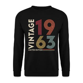 Geburtsjahr 1963 Vintage Geburtstag Legende 1963 - Unisex Pullover - Schwarz - Vorne - Alina (178cm) & Michal (187cm)