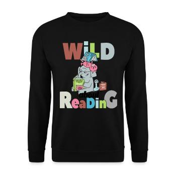 Wild About Reading Teacher Back To School - Unisex Sweatshirt - black - Front - Alina (178cm) & Michal (187cm)