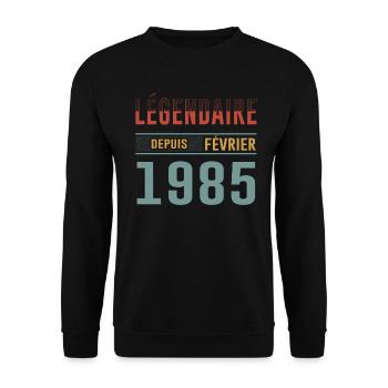Légendaire Depuis Février 1985 Anniversaire - Sweat-shirt Unisexe - noir - Devant - Alina (178cm) & Michal (187cm)