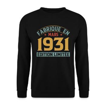 Fabriqué En Mars 1931 Édition Limitée - Sweat-shirt Unisexe - noir - Devant - Alina (178cm) & Michal (187cm)