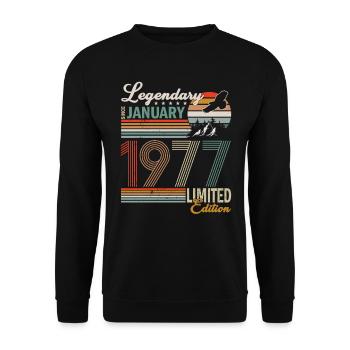 January 1977| Birthday 1977 Born January - Unisex Sweatshirt - black - Front - Alina (178cm) & Michal (187cm)