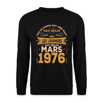 Mars 1976 anniversaire mars 1976 vintage 1976 - Sweat-shirt Unisexe - noir - Devant - Alina (178cm) & Michal (187cm)