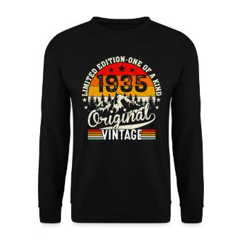 Idée cadeau d’anniversaire vintage originale 1935 - Sweat-shirt Unisexe - noir - Devant - Alina (178cm) & Michal (187cm)
