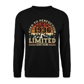 Vintage Birthday Original Gift Idea 1936 - Sweat-shirt Unisexe - noir - Devant - Alina (178cm) & Michal (187cm)