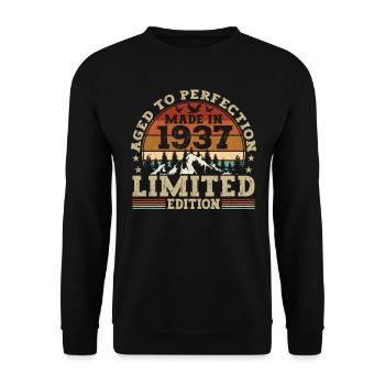 Vintage Birthday Original Gift Idea 1937 - Sweat-shirt Unisexe - noir - Devant - Alina (178cm) & Michal (187cm)