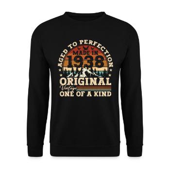 83. Geburtstag Geschenk Original Jahrgang 1938 - Unisex Pullover - Schwarz - Vorne - Alina (178cm) & Michal (187cm)