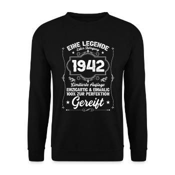 1942 - Unisex Pullover - Schwarz - Vorne - Alina (178cm) & Michal (187cm)