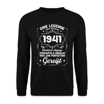 Vintage 1941 Geburtstag Oma Opa - Unisex Pullover - Schwarz - Vorne - Alina (178cm) & Michal (187cm)