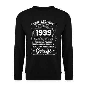 VINTAGE 1939 - Unisex Pullover - Schwarz - Vorne - Alina (178cm) & Michal (187cm)