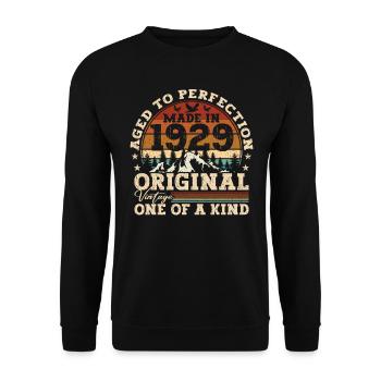 Jahrgang 1929 Retro Vintage - Unisex Sweatshirt - black - Front - Alina (178cm) & Michal (187cm)