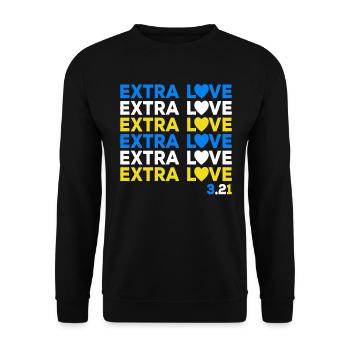 Down Syndrome Extra Chromosomes Extra Love - Unisex Sweatshirt - black - Front - Alina (178cm) & Michal (187cm)