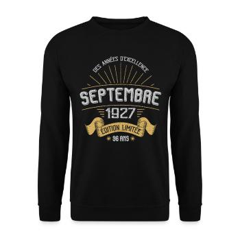 MILLÉSIME SEPTEMBRE 1927 ÉDITION LIMITÉE - Sweat-shirt Unisexe - noir - Devant - Alina (178cm) & Michal (187cm)