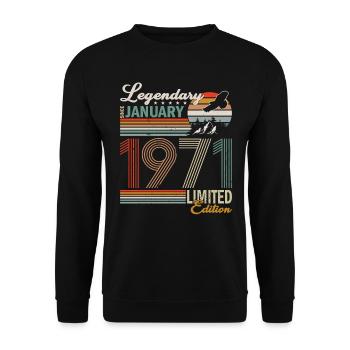 Légendaire depuis janvier 1971 - Sweat-shirt Unisexe - noir - Devant - Alina (178cm) & Michal (187cm)
