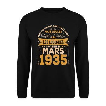 Mars 1935 Anniversaire homme - Sweat-shirt Unisexe - noir - Devant - Alina (178cm) & Michal (187cm)