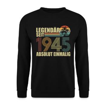 Original-Jahrgang im Jahr 1945 - Unisex Pullover - Schwarz - Vorne - Alina (178cm) & Michal (187cm)