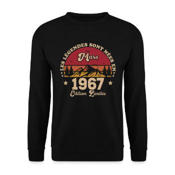 Mars 1967 anniversaire mars 1967 vintage 1967 - Sweat-shirt Unisexe - noir - Devant - Alina (178cm) & Michal (187cm)