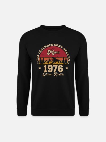 March 1976 anniversary March 1976 vintage 1976 - Unisex Sweatshirt - black