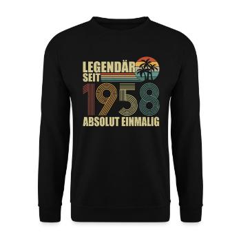 Oldtimer Baujahr 1958 geboren Geburtstag Spruch - Unisex Pullover - Schwarz - Vorne - Alina (178cm) & Michal (187cm)