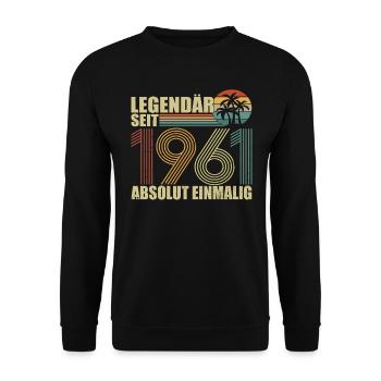 Oldtimer Baujahr 1961 Geburtstagsspruch - Unisex Pullover - Schwarz - Vorne - Alina (178cm) & Michal (187cm)