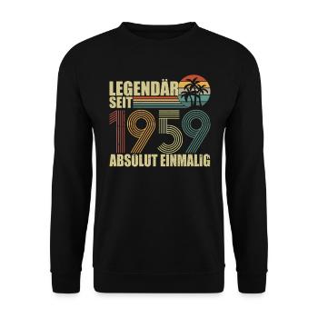 Oldtimer Baujahr 1959 geboren Geburtstag Spruch - Unisex Pullover - Schwarz - Vorne - Alina (178cm) & Michal (187cm)