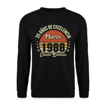 Mars 1988 | anniversaire 1988 Vintage Mars - Sweat-shirt Unisexe - noir - Devant - Alina (178cm) & Michal (187cm)