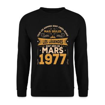 Mars 1977 anniversaire 1977 né en mars 1977 - Sweat-shirt Unisexe - noir - Devant - Alina (178cm) & Michal (187cm)