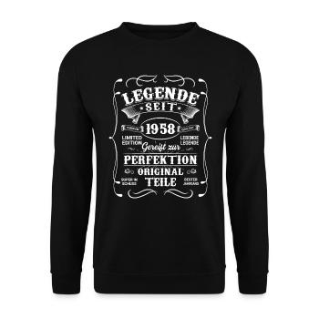 Lebende Legende seit 1958 - Unisex Pullover - Schwarz - Vorne - Alina (178cm) & Michal (187cm)