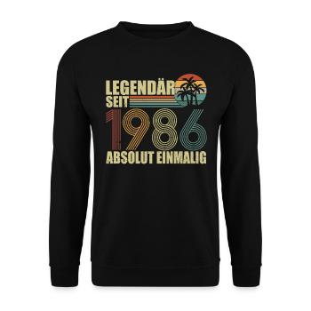 Born 1986 birthday - Unisex Sweatshirt - black - Front - Alina (178cm) & Michal (187cm)