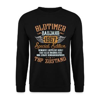 Geburtstag - Oldtimer 1967 - Unisex Pullover - Schwarz - Vorne - Alina (178cm) & Michal (187cm)