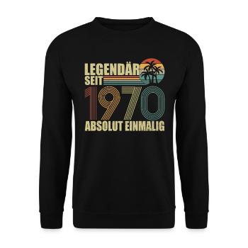 Legendär seit 1970 - Unisex Pullover - Schwarz - Vorne - Alina (178cm) & Michal (187cm)