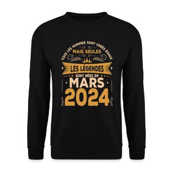 Mars 2024 | Mars 2024 anniversaire 2024 - Sweat-shirt Unisexe - noir - Devant - Alina (178cm) & Michal (187cm)