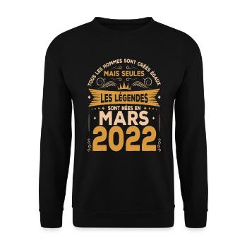 Mars 2022 anniversaire Mars 2022 Mars - Sweat-shirt Unisexe - noir - Devant - Alina (178cm) & Michal (187cm)