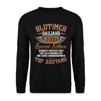 Oldtimer Jahrgang 2000 22. Geburtstag Geschenk Fun - Unisex Pullover - Schwarz - Vorne - Alina (178cm) & Michal (187cm)