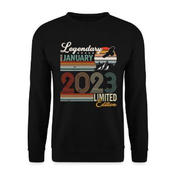 Légendaire Depuis Janvier 2023 - Sweat-shirt Unisexe - noir - Devant - Alina (178cm) & Michal (187cm)
