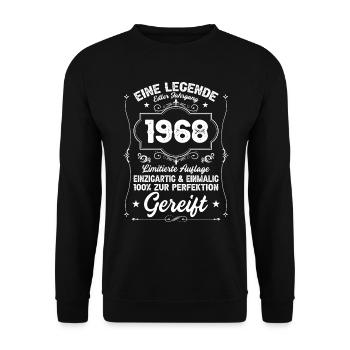 1968 Geboren Geburtstag Oldtimer - Unisex Pullover - Schwarz - Vorne - Alina (178cm) & Michal (187cm)