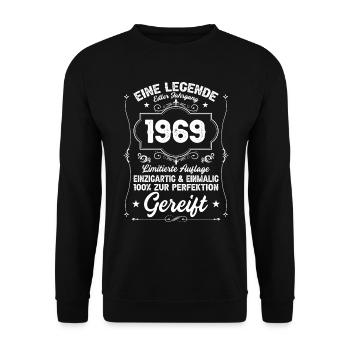 1969 50 Jahre Geburtstag - Unisex Pullover - Schwarz - Vorne - Alina (178cm) & Michal (187cm)
