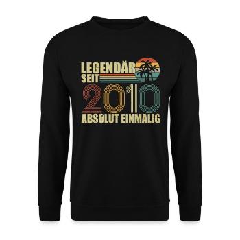 12ter Geburtstag Legendär Seit 2010 Geschenk - Unisex Pullover - Schwarz - Vorne - Alina (178cm) & Michal (187cm)