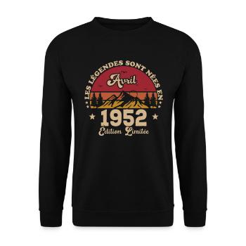 Les Légendes Sont Nées En Avril 1952 - Sweat-shirt Unisexe - noir - Devant - Alina (178cm) & Michal (187cm)