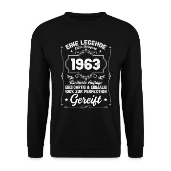 1963 Die Geburt einer Legende Geburtstag Geschenk - Unisex Pullover - Schwarz - Vorne - Alina (178cm) & Michal (187cm)