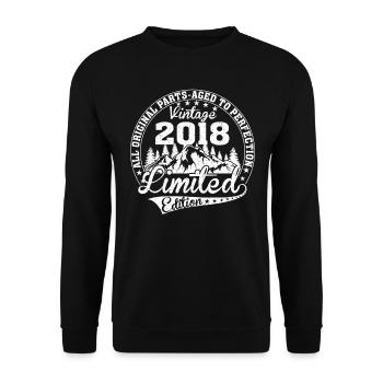 Born 2018 Vintage Retro Anniversary - Unisex Sweatshirt - black - Front - Alina (178cm) & Michal (187cm)