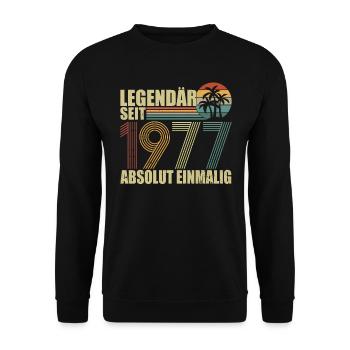 Legendär seit 1977 - Unisex Pullover - Schwarz - Vorne - Alina (178cm) & Michal (187cm)