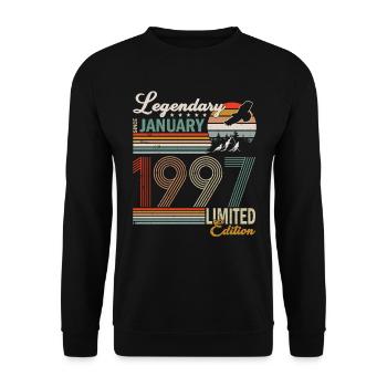 Janvier 1997. Cadeau d’anniversaire Janvier 1997. - Sweat-shirt Unisexe - noir - Devant - Alina (178cm) & Michal (187cm)